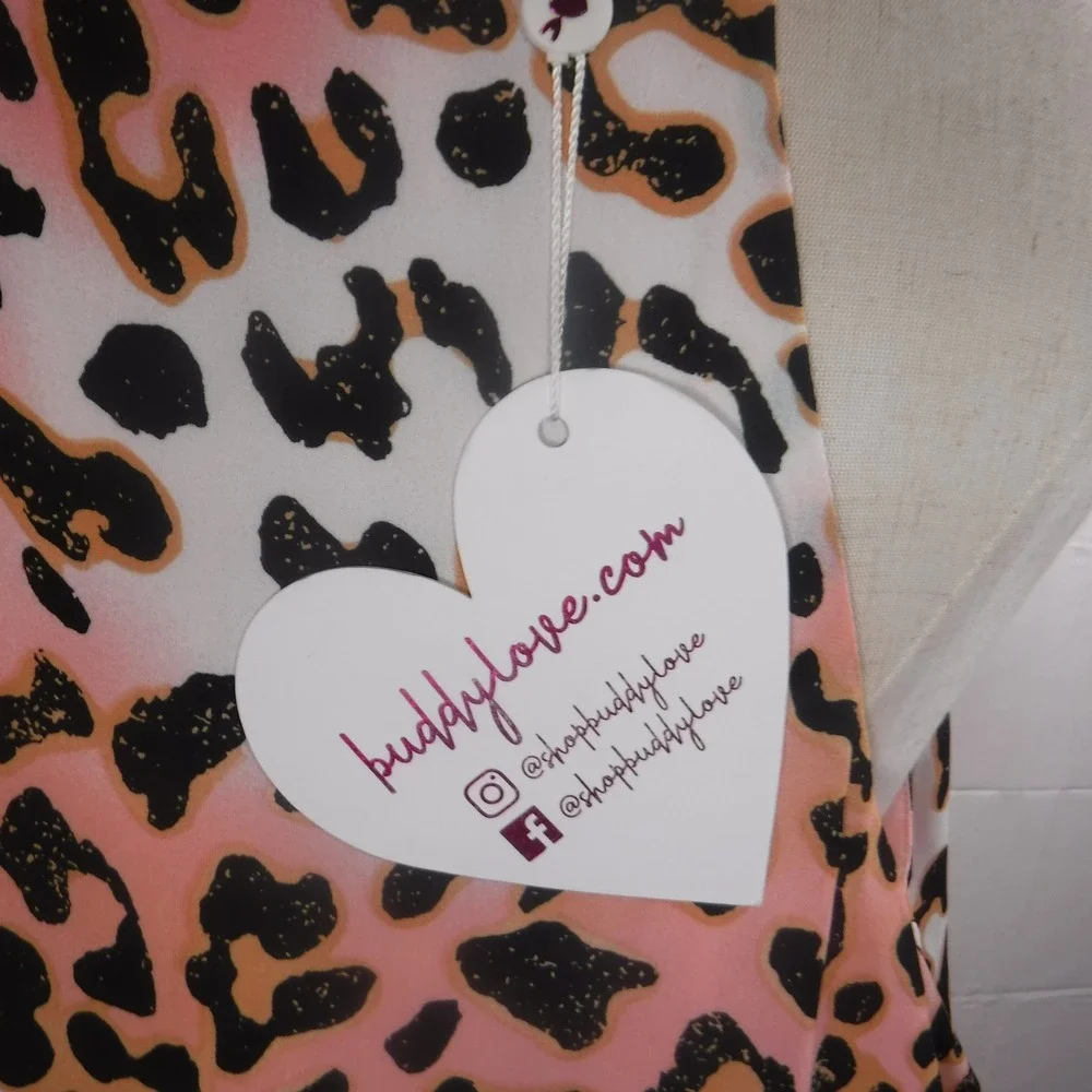 Buddy Love Leopard Print Maxi Dress Pink Orange Ombre Smocked Tiered Large NWT